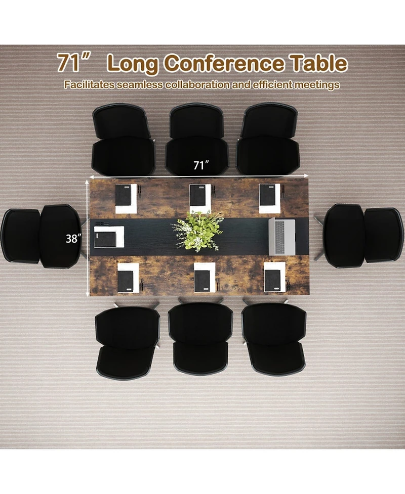 Sugift 71-Inch Rectangular Conference Table with Mesh Storage Shelf