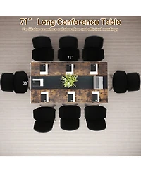 Sugift 71-Inch Rectangular Conference Table with Mesh Storage Shelf