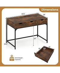 Sugift Office Writing Desk with Power Outlets and Hidden Compartment