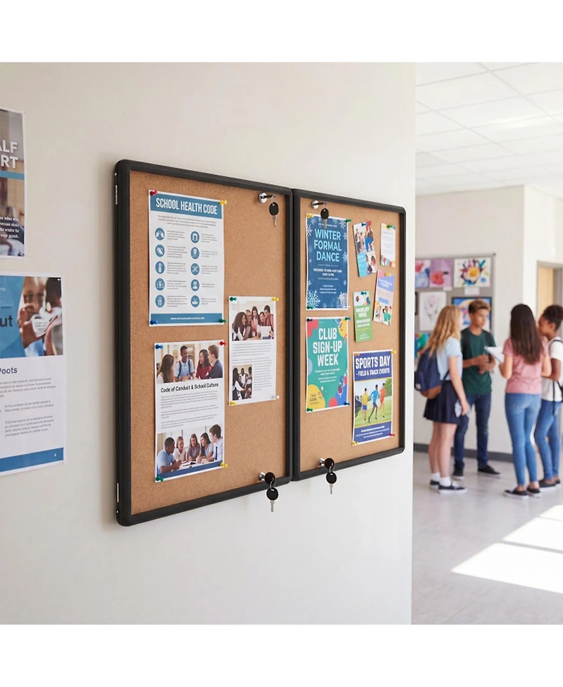 Sugift Enclosed Bulletin Board with Aluminum Frame and Felt Surface