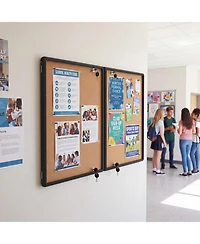 Sugift Enclosed Bulletin Board with Aluminum Frame and Felt Surface