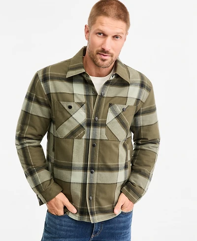 Sun + Stone Men's Case Plaid Flannel Shacket, Macy's Exclusive