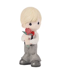 Precious Moments Boy Holding Rose Figurine