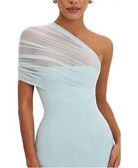 Miss Circle Women's Phoebe One-Shoulder Ruched Mesh Mini Dress