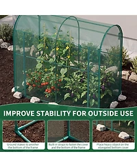 79 x 39 71/106 47 in. Half-Round Crop Cage with Anti-Insect Mesh Netting, Plant Support for Garden Vegetable Bed Greenhouse, Green