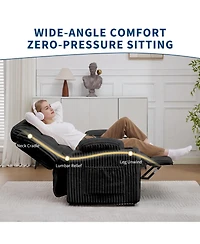 Power Recliner Chair 360 degree Swivel 26 Inch Seat for Adults, Adjustable Reclining Chair with Dual Cup Holders Side Pocket for Living Room, Bedroom