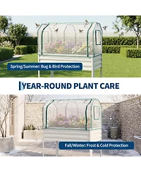 48x24x55in Raised Garden Bed with Legs, Steel Planter Box Insect Net Cover and Watering Sprinkler, for Vegetables Herbs Patio Balcony, 3 colors