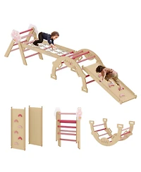 4 in 1 Toddler Climbing Toys Indoor with Ramp, Arch and Ladder, Triangle Set with Wood Construction, Climbing Set for Toddlers 1-3, Baby, Kids
