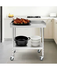 30/24 in. Stainless Steel Grill Prep Table with Wheels, Bbq Work Backsplash and Shelf, Outdoor Cooking Cart for Patio