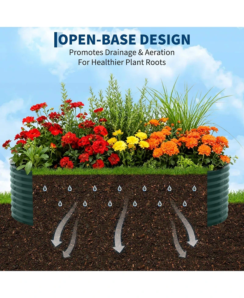 94x47x23 In Raised Garden Bed with Pvc Cover, Galvanized Steel Oval Planter Box for Vegetables Flowers Herbs Outdoor, Dark Green