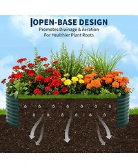 94x47x23 In Raised Garden Bed with Pvc Cover, Galvanized Steel Oval Planter Box for Vegetables Flowers Herbs Outdoor, Dark Green