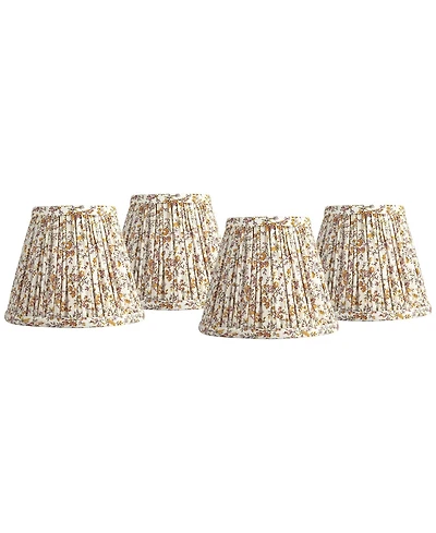 Springcrest 3 1/2" Top x 6" Bottom x 5" High x 5" Slant Print Lamp Shade Replacement Set of 4 Goldenrod Floral Clip On Candelabra