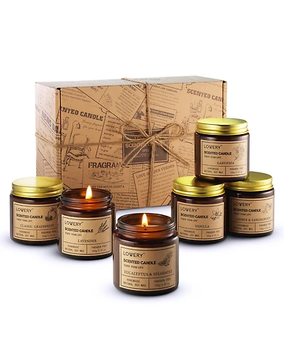 Lovery 6-Piece Scented Candle Gift Set - Luxury Aromatherapy Home Soy Candles