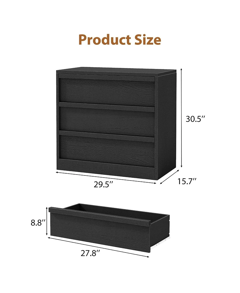 gaomon 3 Drawer Dresser for Bedroom, 30.5" Tall Wooden Storage Chest with Deep Drawers for Closet, Living Room