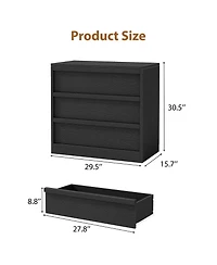 gaomon 3 Drawer Dresser for Bedroom, 30.5" Tall Wooden Storage Chest with Deep Drawers for Closet, Living Room