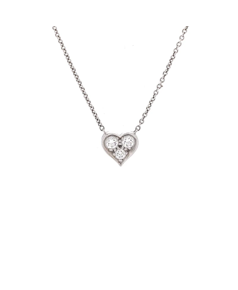 Pre-Owned Tiffany & Co Heart 3 Diamond Pendant Necklace