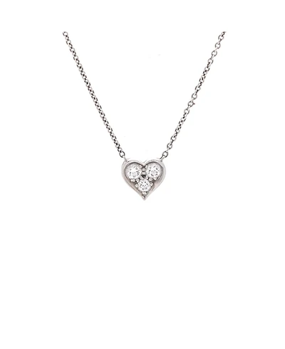 Pre-Owned Tiffany & Co Heart 3 Diamond Pendant Necklace