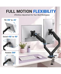 Lofree Gas Spring Monitor Mount Full-Motion Dual Arm Desk Mount Supports 13 to 32 Inch Monitors