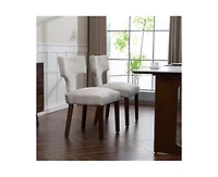 Flynama Set of 2 Chenille Mid Century Dining Chairs, Wood Frame Upholstered Accent Chairs