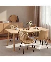 homfan Set of 4 Faux Leather Dining Chairs with Curved Backrest and Steel Legs
