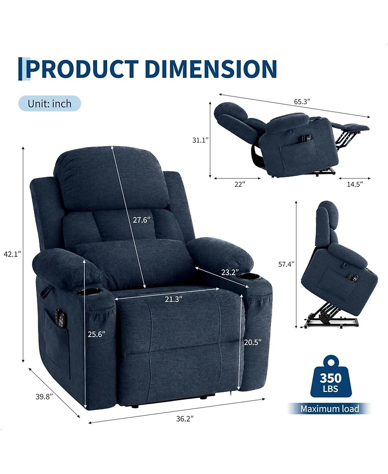 gaomon Oversized Electric Power Lift Recliner Chair with Heat and Massage