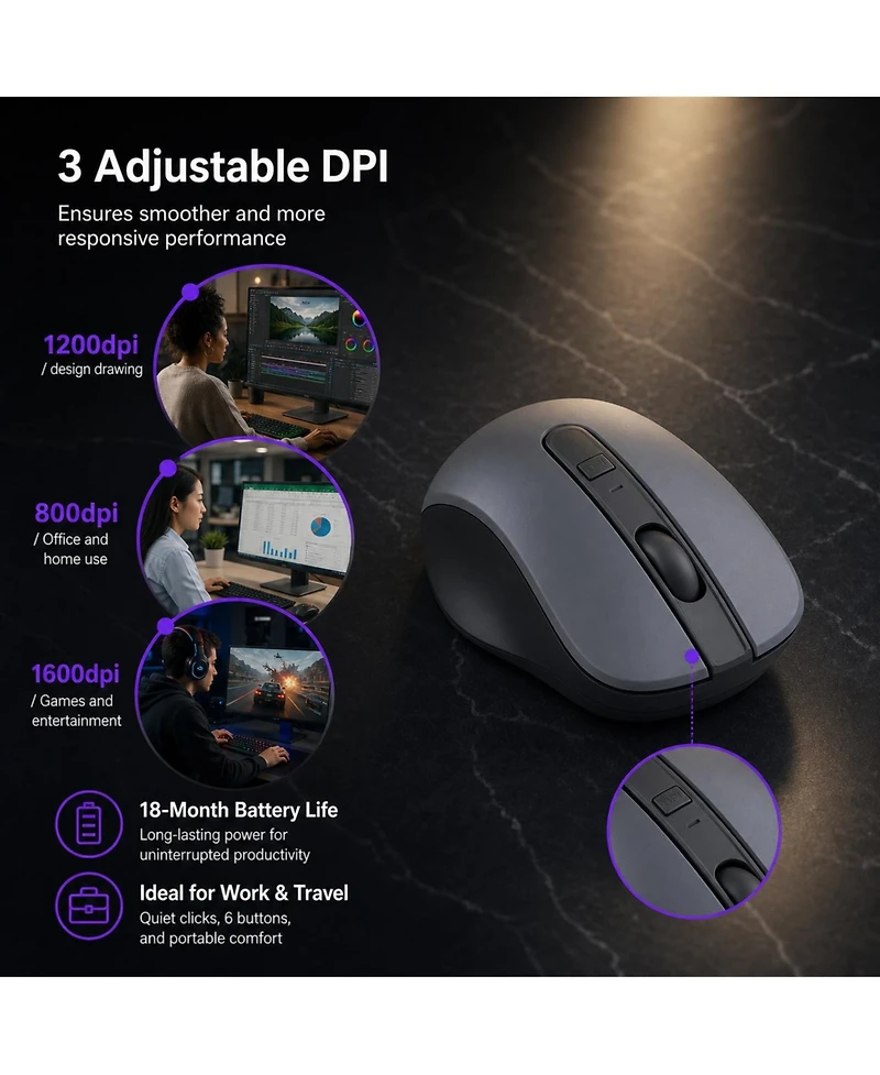Lofree Wireless Quiet Ergonomic Mouse for Pc
