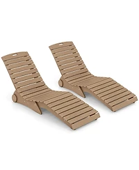Gymax 2pieces In-Pool Lounge Chair Ergonomic S-Curve Hdpe Pool Chaise Lounger w/Wheels