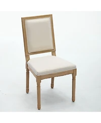 Flynama Set of 2 French Louis Solid Wood Dining Chairs, Carved Frame Rattan Back 300 Lbs Capacity