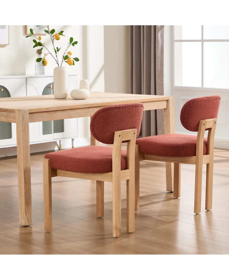 Flynama Wooden Dining Chairs Set of 2, Modern Fabric Upholstered Kitchen Chairs, Farmhouse Style Dining Chairs