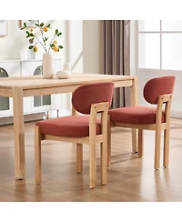 Flynama Wooden Dining Chairs Set of 2, Modern Fabric Upholstered Kitchen Chairs, Farmhouse Style Dining Chairs