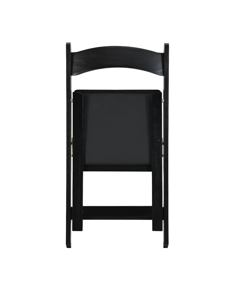 Flynama Set of 4 Folding Solid Wood Dining Chairs with Pu Leather Cushions, Finish, Portable Seating