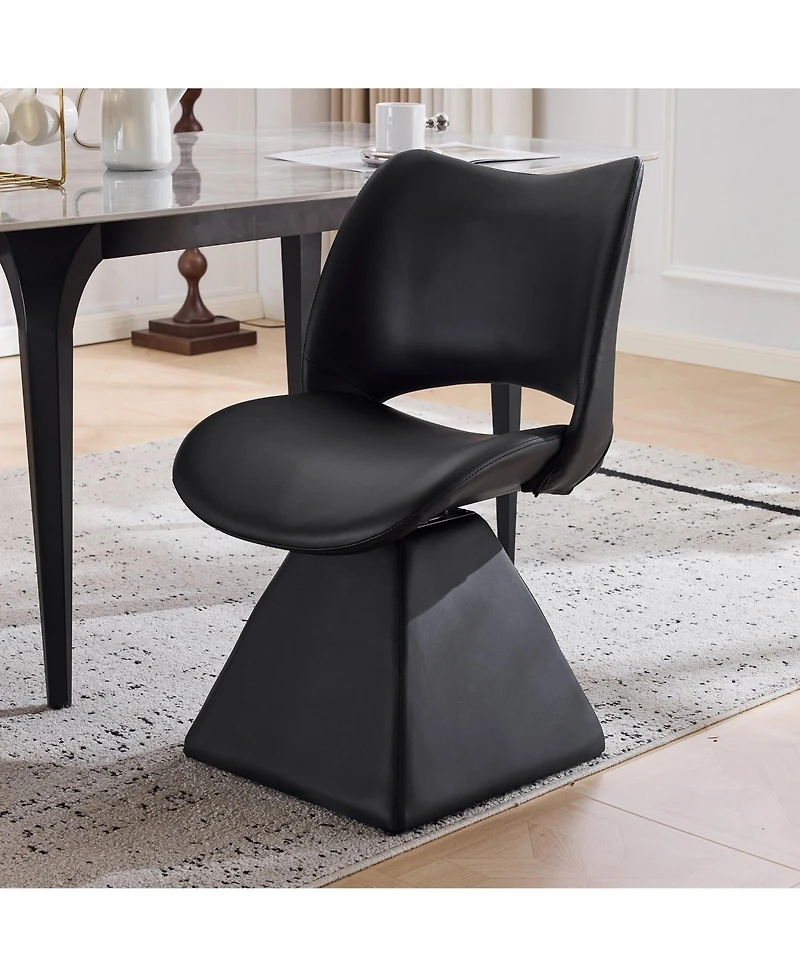 Flynama Set of 2 Swivel Dining Chairs, Faux Leather High Back Kitchen Chairs, Modern Accent