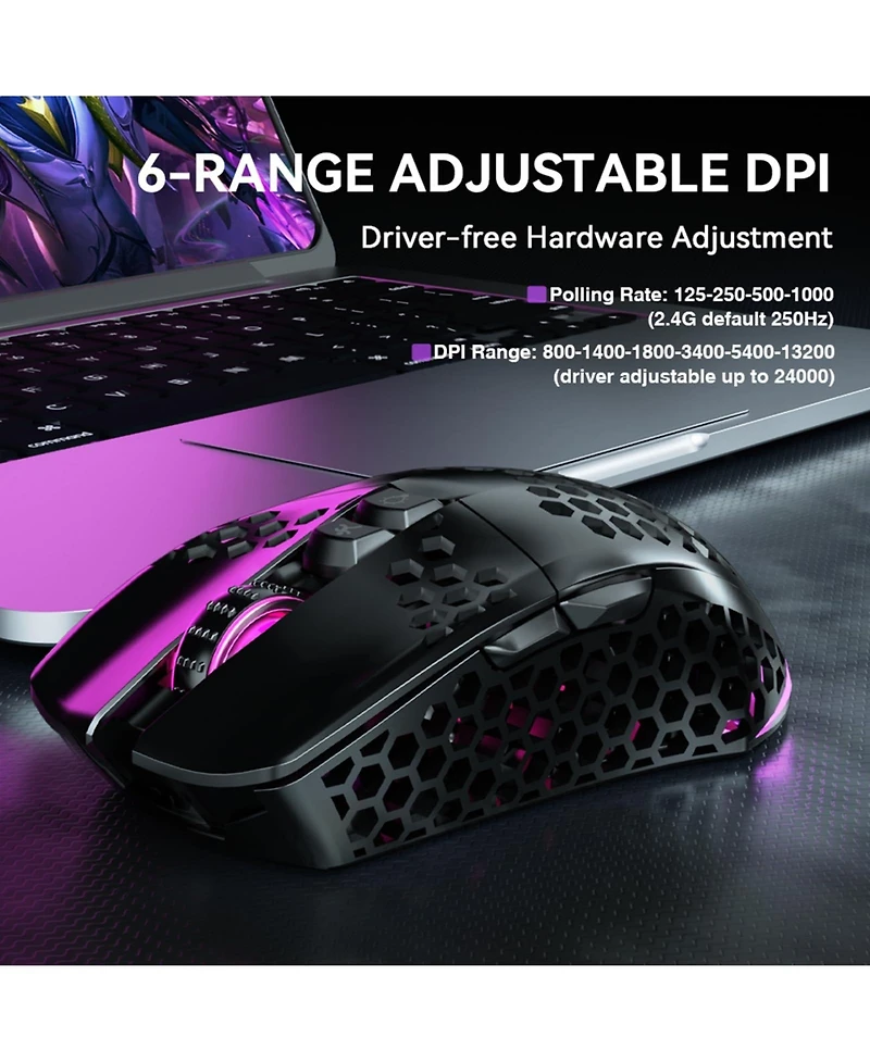 Lofree Tri-Mode Wireless Rgb Customizable Gaming Mouse