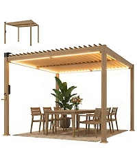 Outsunny 10' x 10' Outdoor Louve Pergola with Solar lights