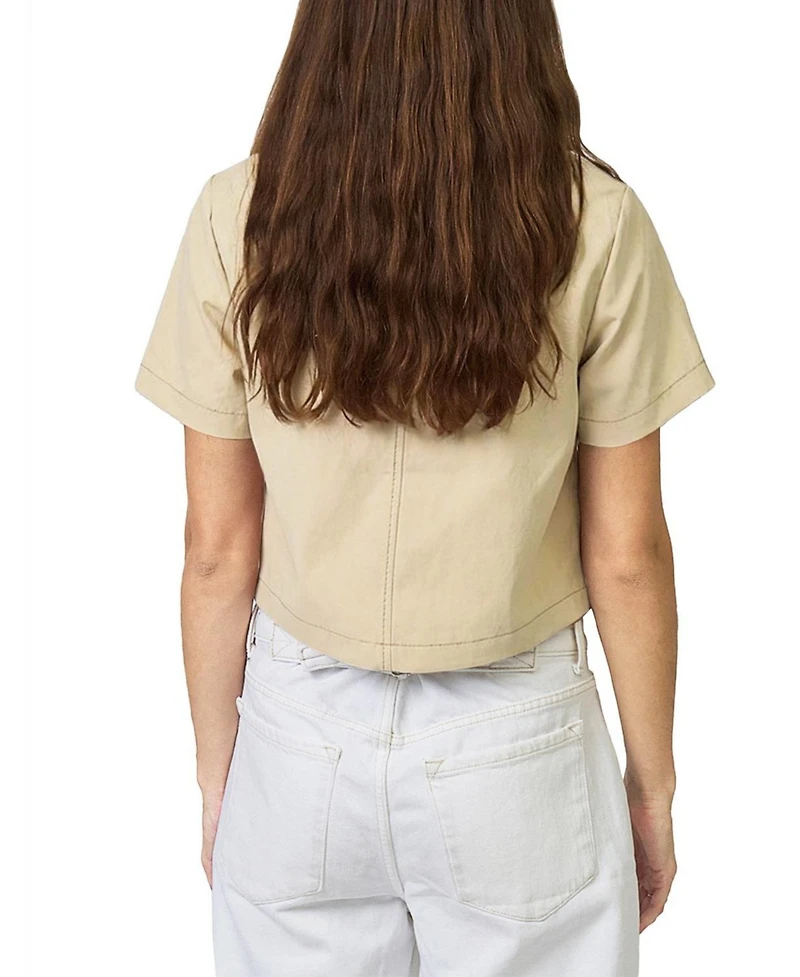 Central Park West Women's Quinn Cropped Short-Sleeve Point Collar Jacket