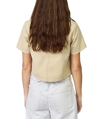 Central Park West Women's Quinn Cropped Short-Sleeve Point Collar Jacket