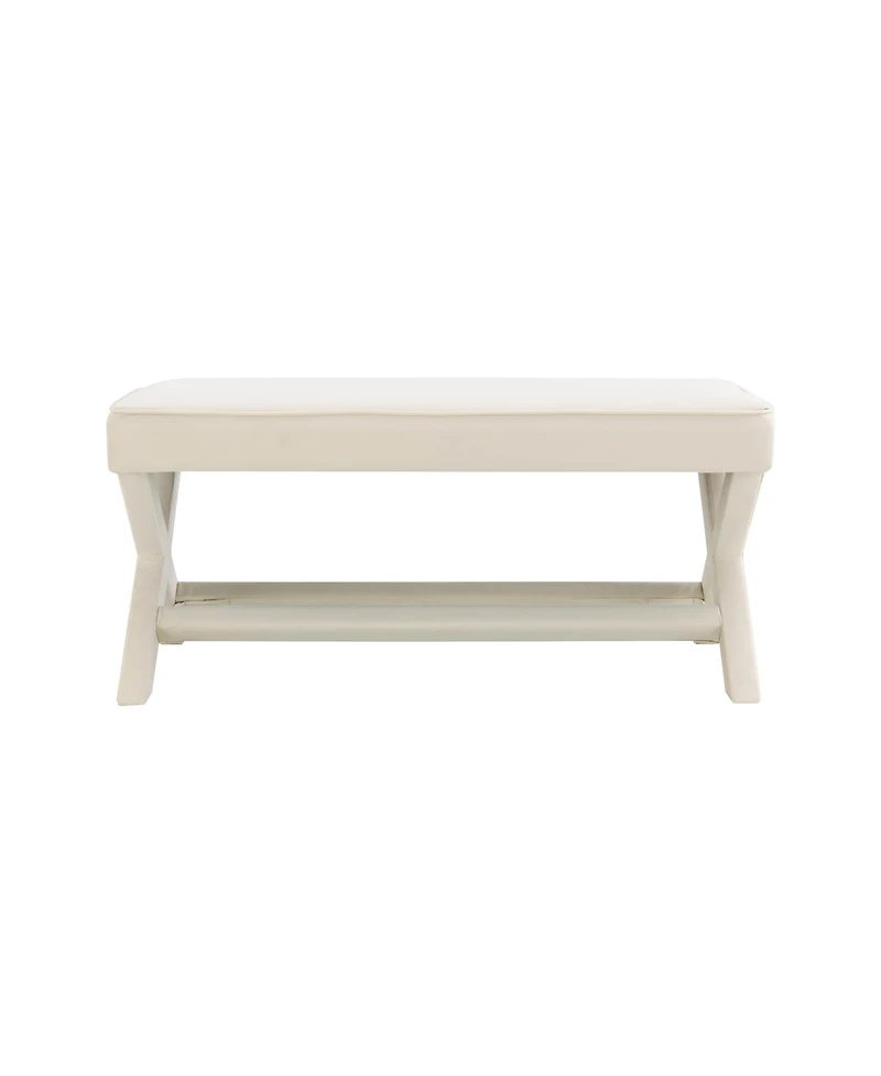 Flynama Velvet Double Bench with X-Crossed Legs, Modern