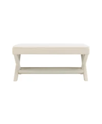 Flynama Velvet Double Bench with X-Crossed Legs, Modern