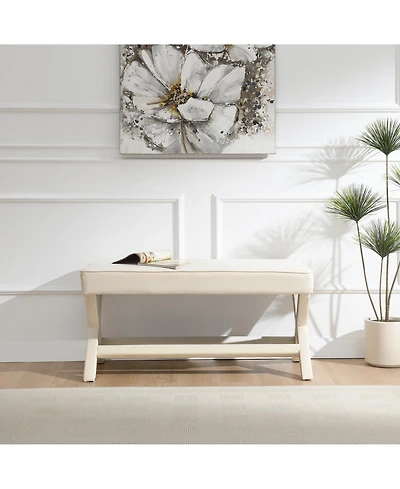 Flynama Velvet Double Bench with X-Crossed Legs, Modern