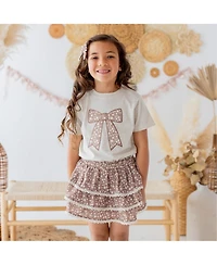 Sweet Wink Little and Big Girls Mocha Floral Lace Bow Clip Set