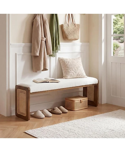Tribesigns Shoe Bench with Cushion, Solid Wood Bench for Entryway Hallway | Modern Storage Bench with Padded Seat
