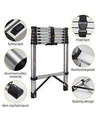 Streamdale Furniture 8.5" Compact Telescoping Ladder with Non-Slip Feet, 330lb Capacity