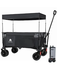 Streamdale Multi-Functional Folding Utility Wagon Cart with Canopy and All-Terrain Wheels