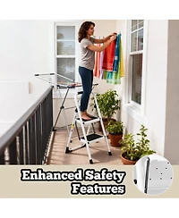Streamdale Furniture 2 Step Folding Ladder Stool with Handrails, 330LBS
