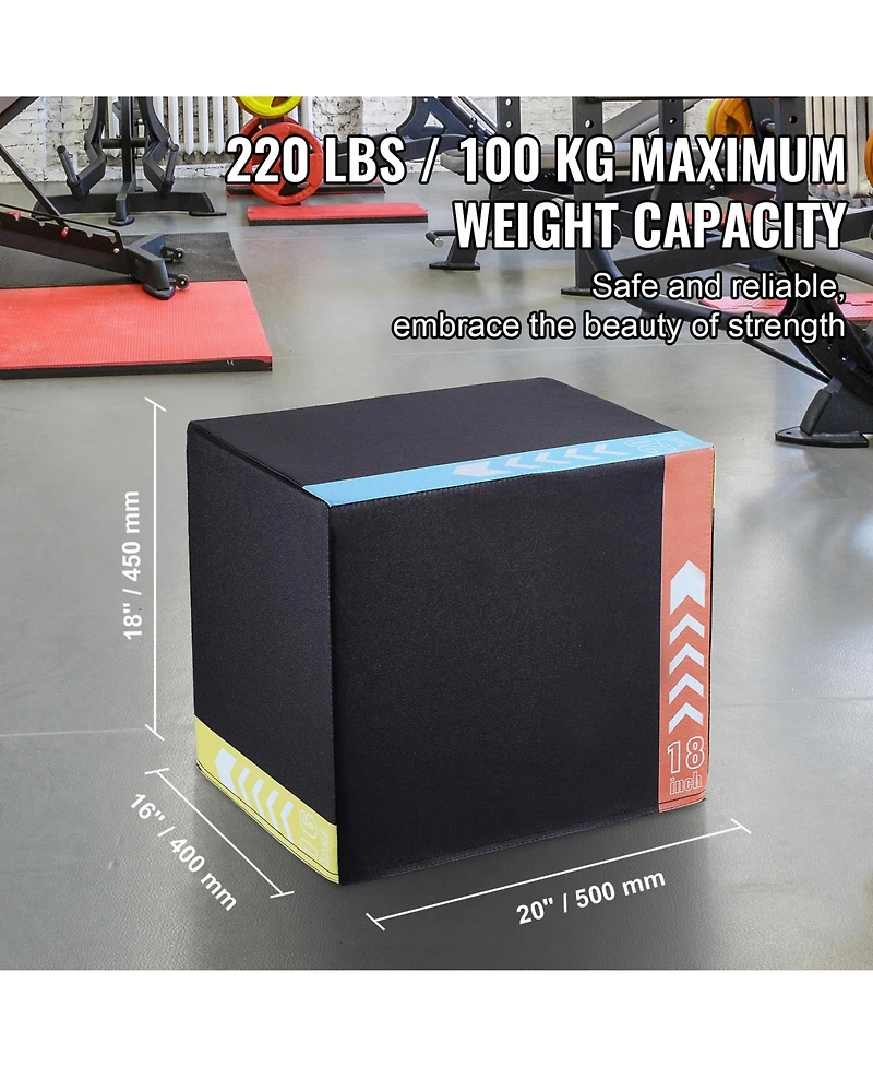 Vevor 20/18/16 Inch 3 in 1 Plyometric Jump Box Fitness Exercise Plyo Box Cotton