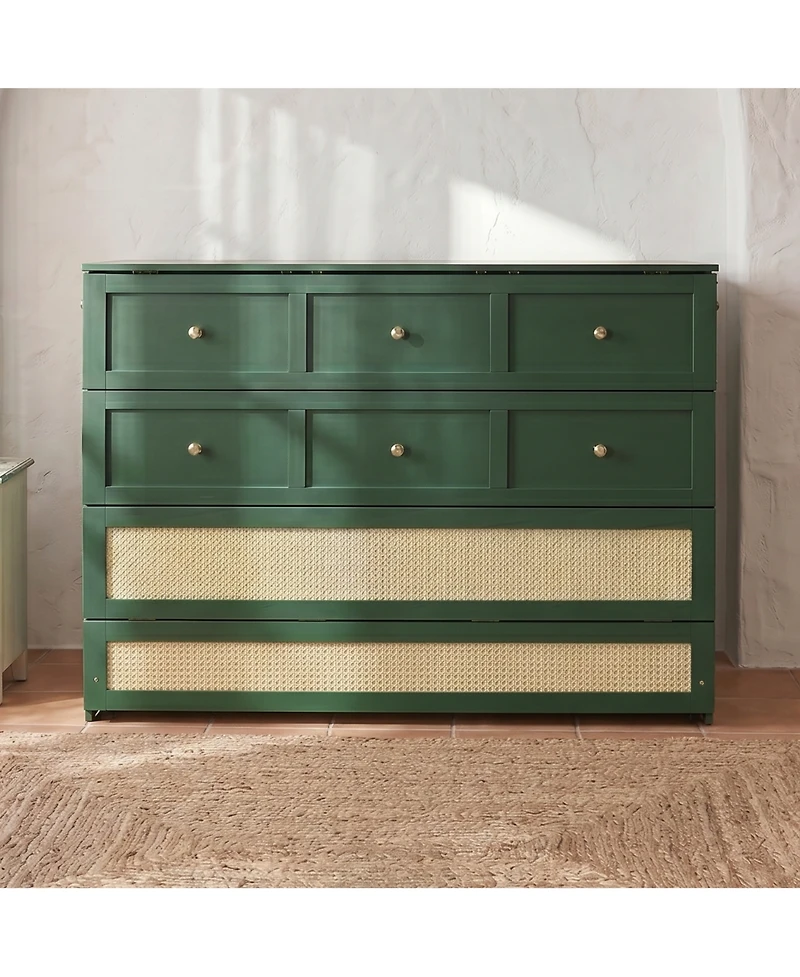 Clihome Queen Murphy Bed with Large Drawers