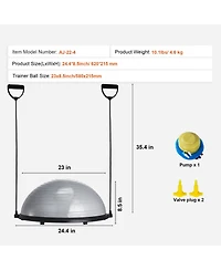 Vevor 23" Half Exercise Ball Trainer Yoga Balance Stability Ball Resistance Band