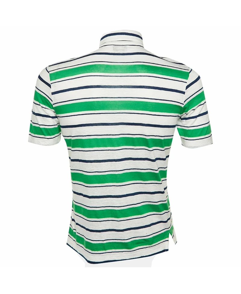 Pre-Owned Hermes Men's Striped Linen and Cotton Polo T-Shirt