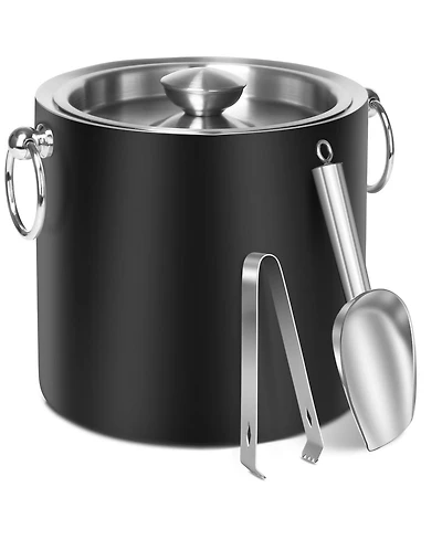 Piscifun Stainless Steel Insulated Ice Bucket with Lid and Tongs for Parties Bars