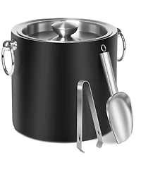 Piscifun Stainless Steel Insulated Ice Bucket with Lid and Tongs for Parties Bars
